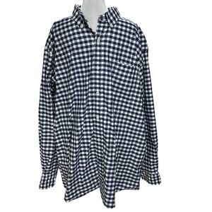 Tommy Hilfiger Blue & White Plaid Long Sleeve Non Iron Men's Button Down Shirt